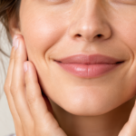 Close-up of a woman smiling with natural smile lines around her mouth