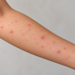 Pimples and acne bumps on the arm